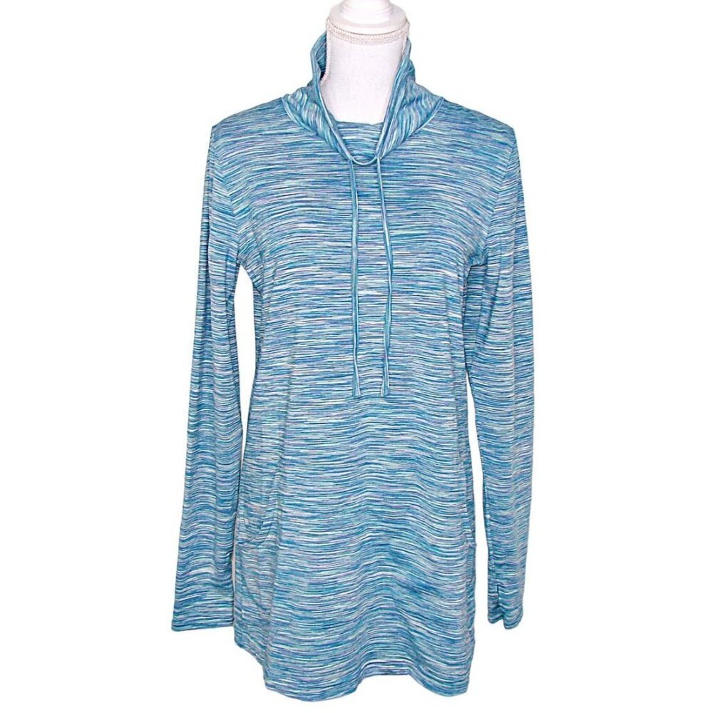 Womens Merrell Leelani Roo Pocket Slouch Neck Pullover Top Blue Heather Sz Large